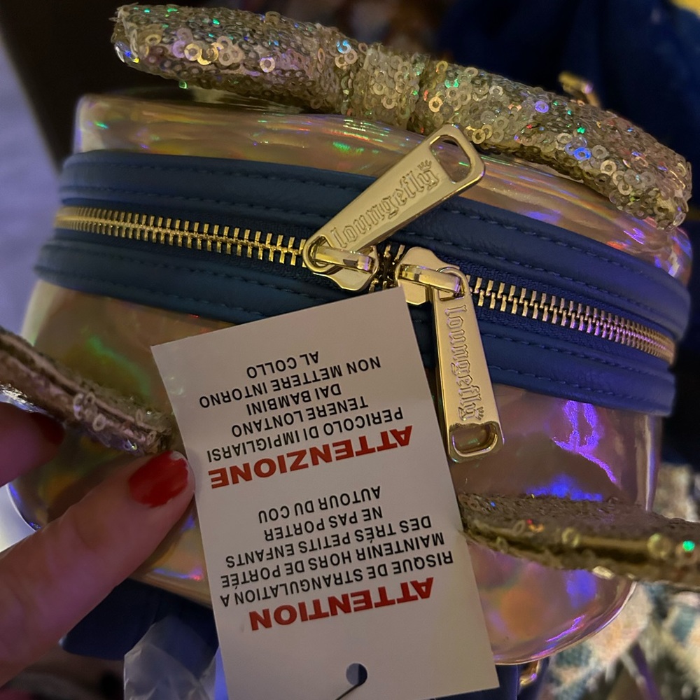 Disney 50th Anniversary Gold & Blue Sequin Loungefly Bag - Picture 2 of 13